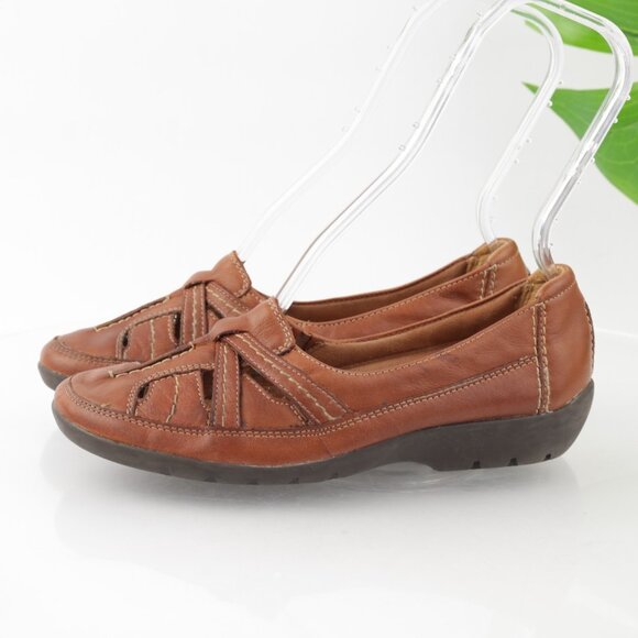 Clarks Womens Ordell Ava Slip On Shoes Size 7.5 Tan Brown Leather Loafer Flats - Picture 5 of 11